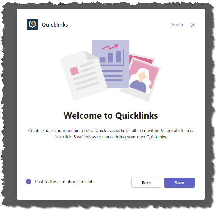 Quicklinks Setup Screen