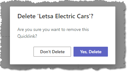 Delete Quicklink Confirmation