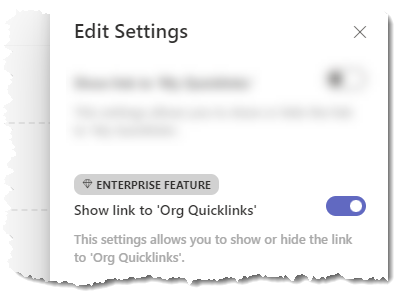 Configure Org Quicklinks Link