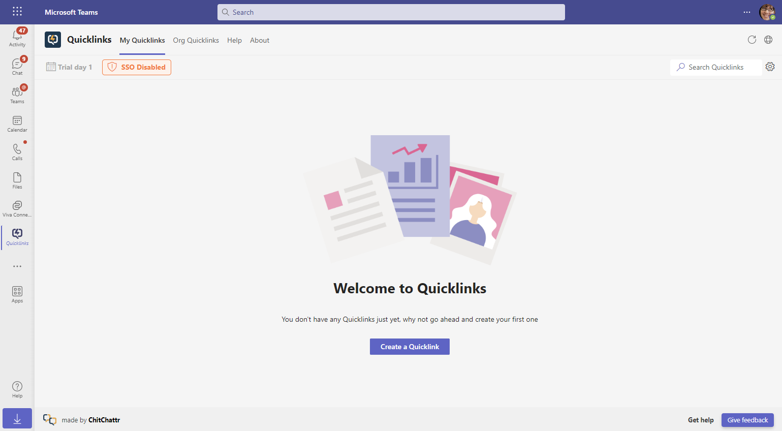 Quicklinks Welcome Screen